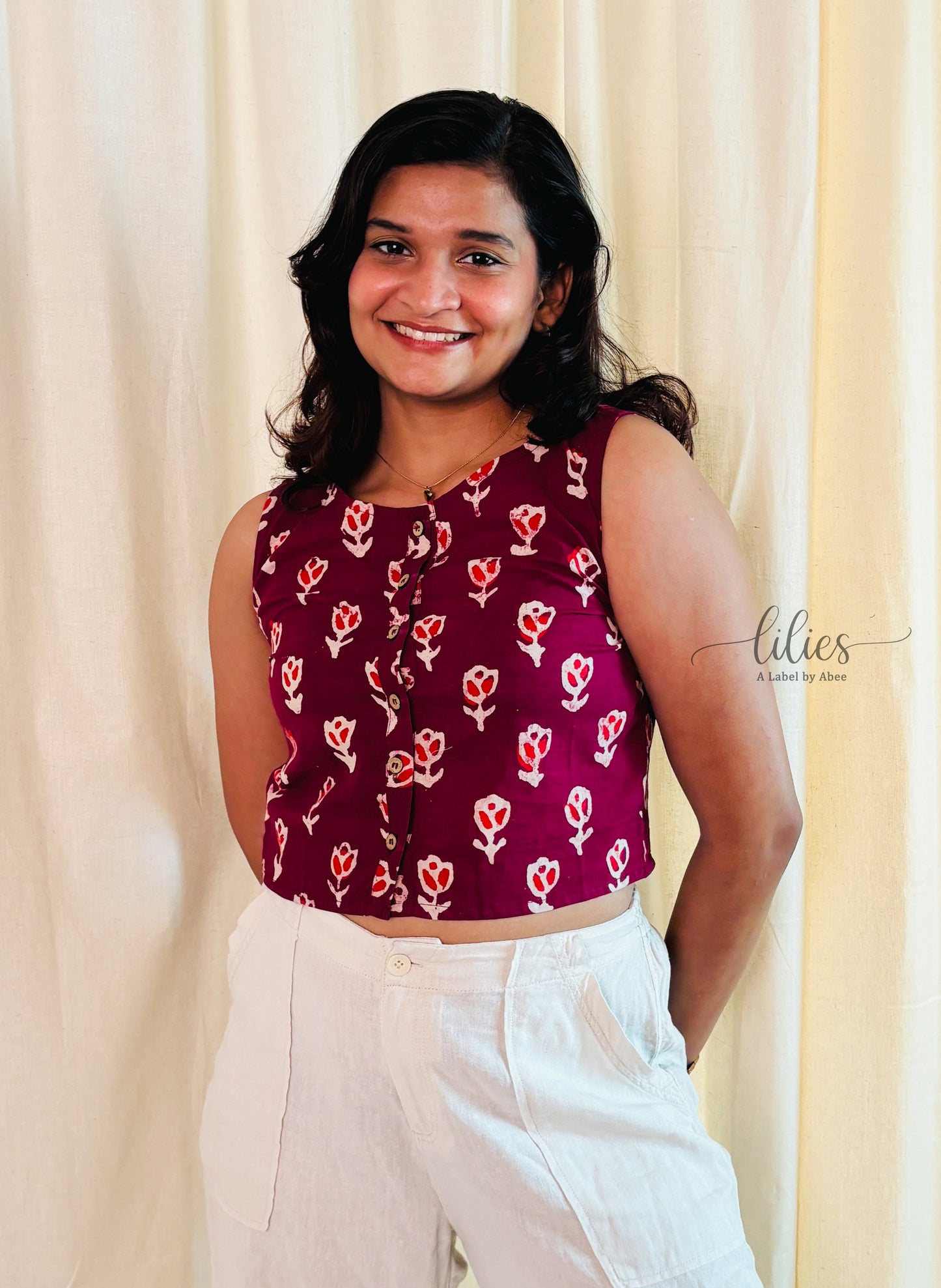 Scarlet Buttoned Crop Top