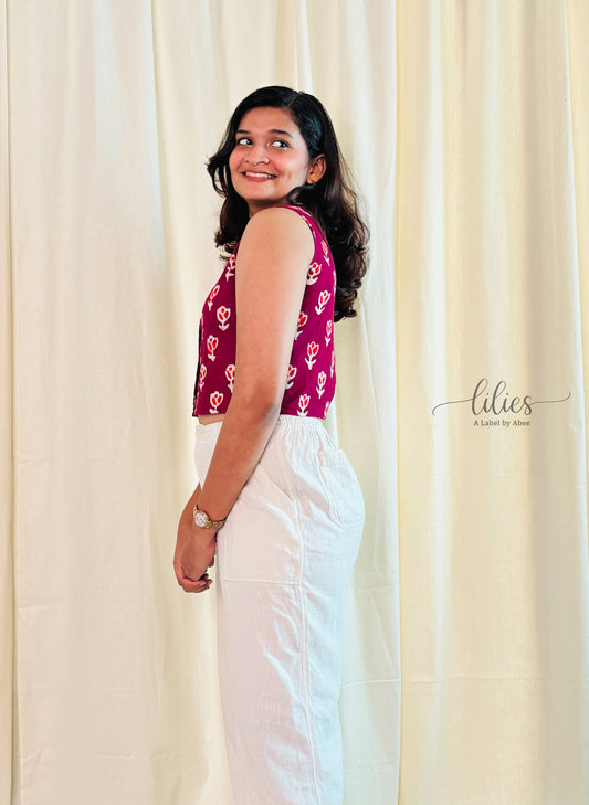 Scarlet Buttoned Crop Top