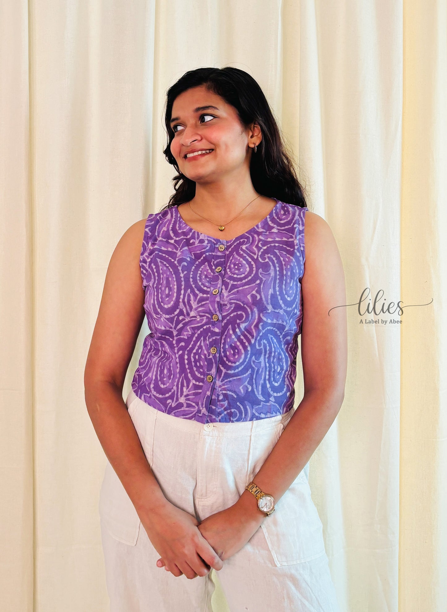 Lilac Dream Buttoned Crop Top