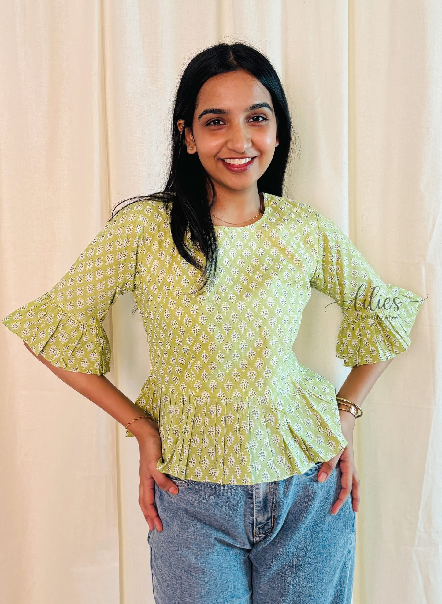 Mint Bloom Peplum Top