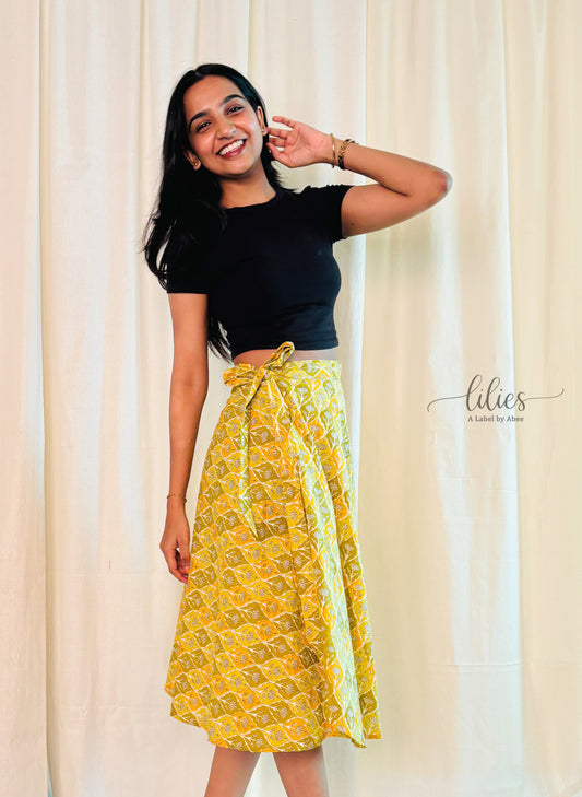 Mustard Bloom Wrap Skirt