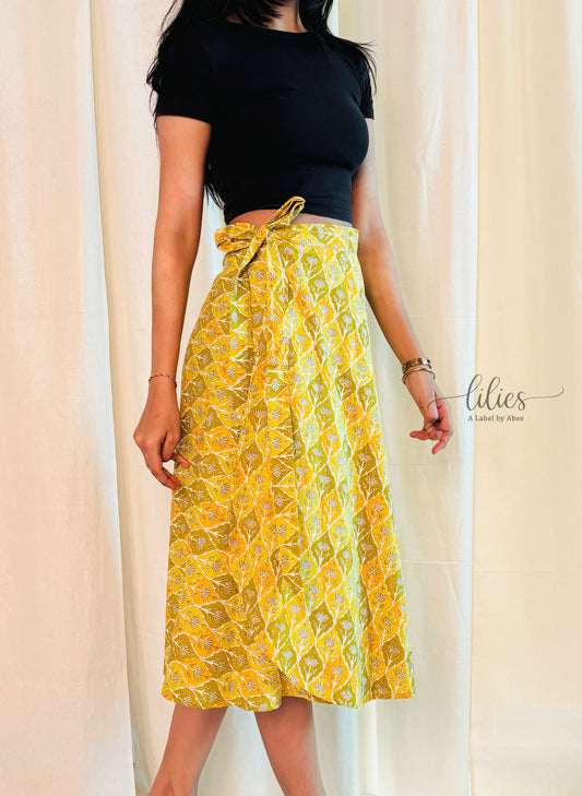 Mustard Bloom Wrap Skirt