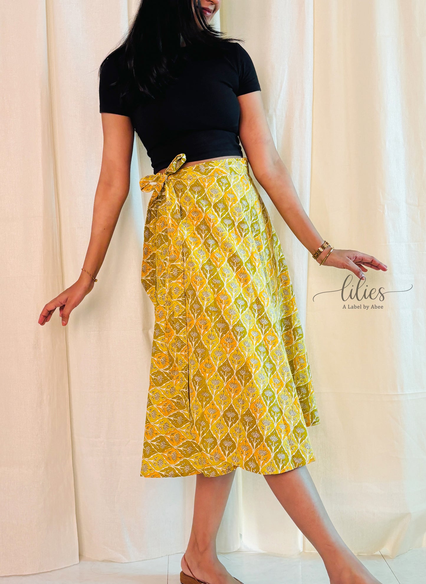 Mustard Bloom Wrap Skirt