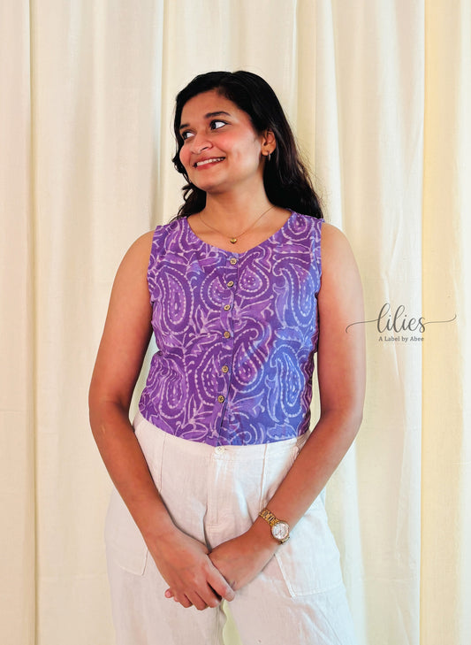 Lilac Dream Buttoned Crop Top
