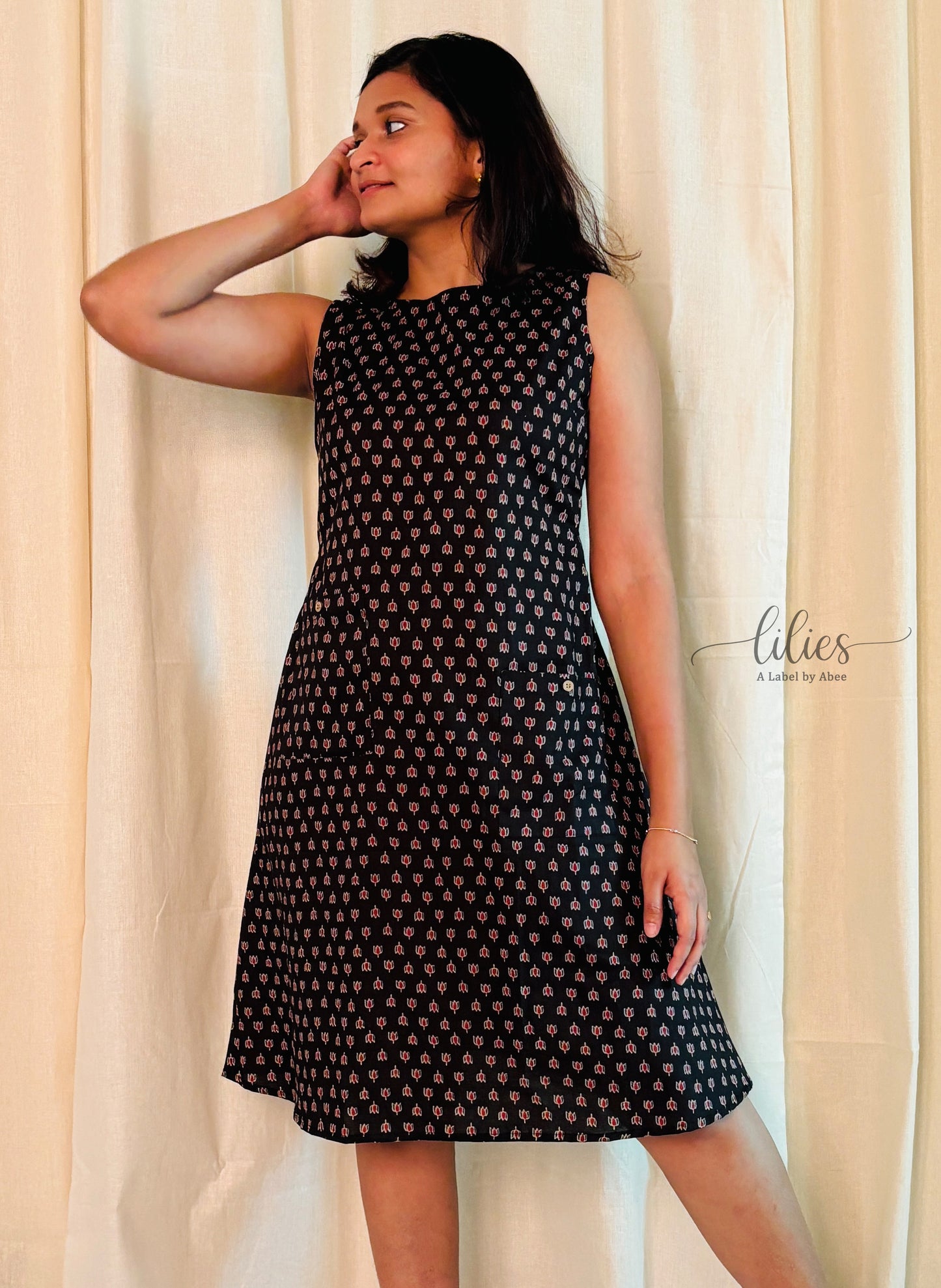 Midnight Bloom A-Line Dress