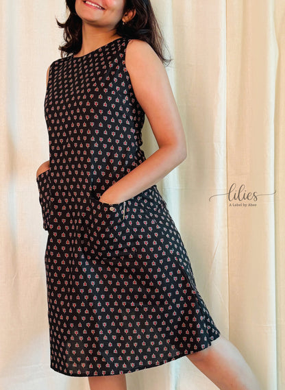 Midnight Bloom A-Line Dress