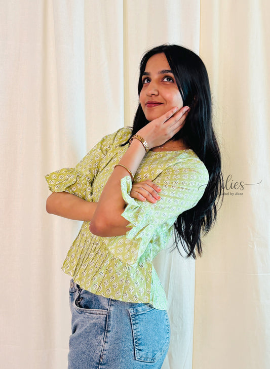 Mint Bloom Peplum Top